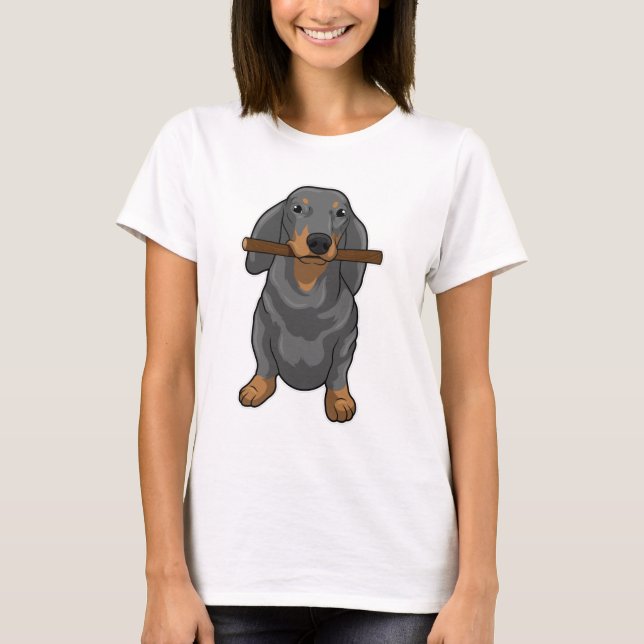Camiseta Dachshund Stick (Frente)