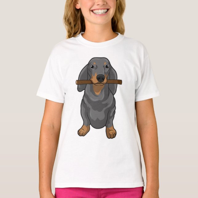 Camiseta Dachshund Stick (Frente)