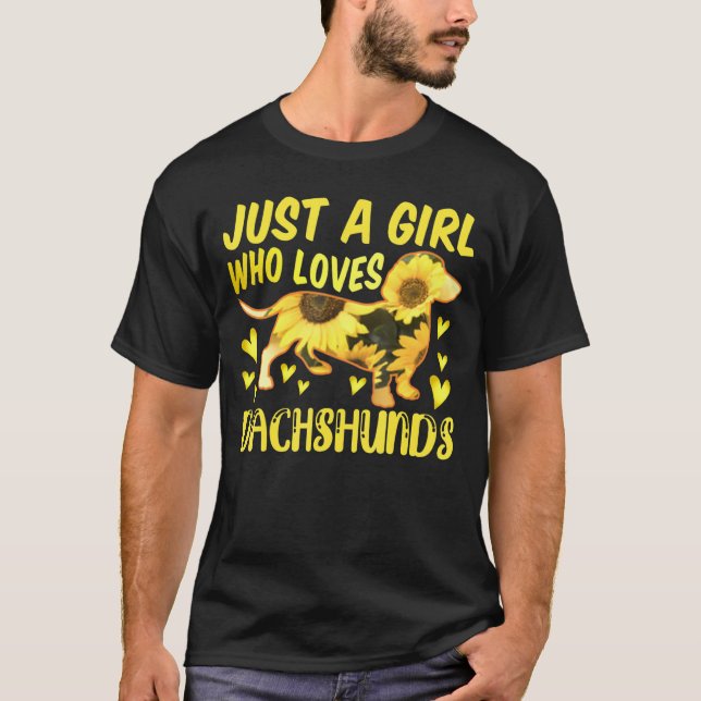 Camiseta Dachshund Sunflower Weenie Cães Mulheres (Frente)