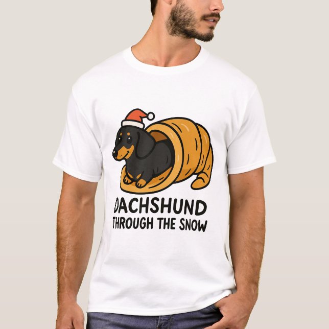 Camiseta Dachshund Through The Snow (Frente)