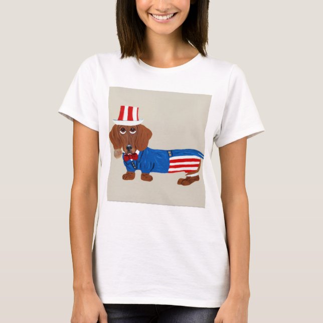 Camiseta Dachshund Tio Sam (Frente)
