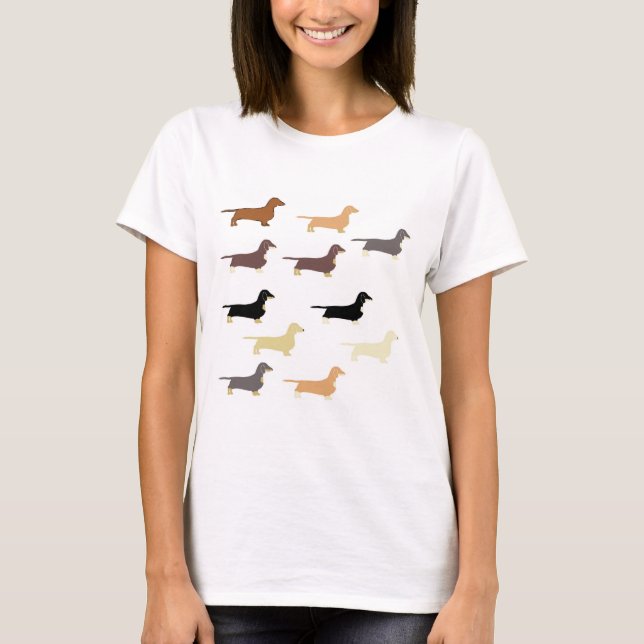 Camiseta dachshund todas as cores silos (Frente)