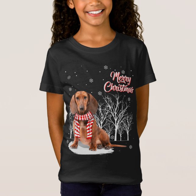 Camiseta Dachshund Tree Felry Natal Dachshund Xmas Para (Frente)