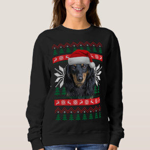 Camiseta Dachshund Ugly Christmas Sweet Style Santa Hat D