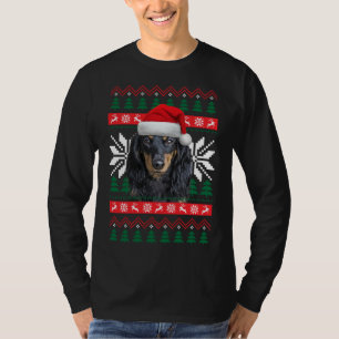 Camiseta Dachshund Ugly Christmas Sweet Style Santa Hat D