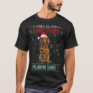 Camiseta Dachshund Ugly Christmas Tree Lights Family Xmas D