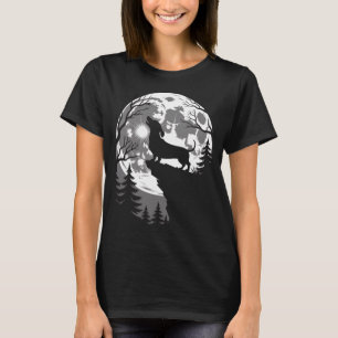 Camiseta Dachshund Uivando Floresta Assombrada Lua Cheia