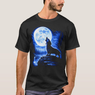 Camiseta Dachshund Uivando Lua Engraçado Cachorro Salsicha