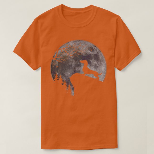 Camiseta Dachshund Under Moon Halloween Dog Lovers  (Frente do Design)