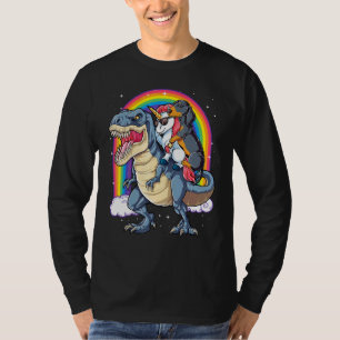 Camiseta Dachshund Unicorn Andando Dinossauro T Rex Girls R
