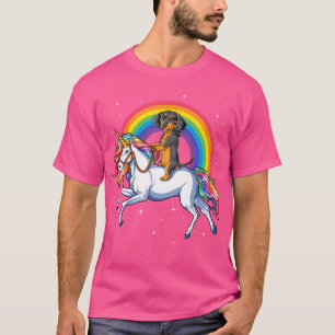 Camiseta Dachshund Unicorn Girls Space Galaxy Rainbow Dog