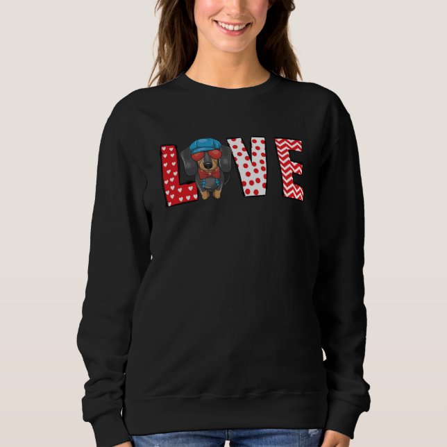 Camiseta Dachshund Valentines Day Love Valentine Cute Heart (Frente)