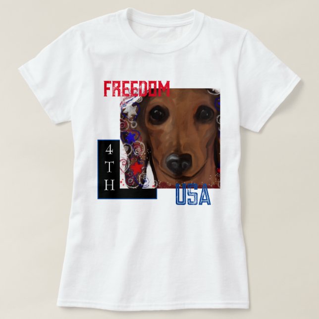 Camiseta Dachshund Vermelho      (Frente do Design)