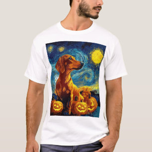 Camiseta Dachshund Vermelho de van gogh noite estrelada hal