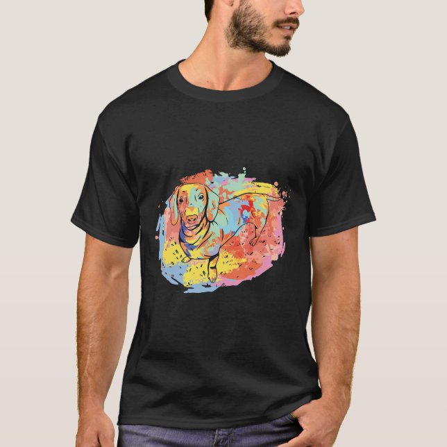 Camiseta Dachshund Watercolor Art (Frente)