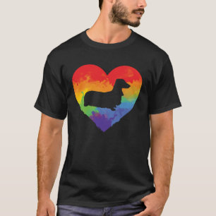 Camiseta Dachshund Watercolor Rainbow Heart para Dachshund