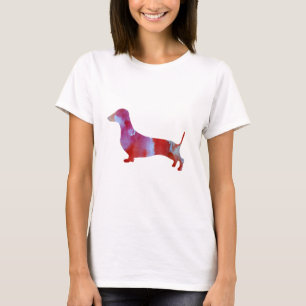 Camiseta Dachshund Watercolor rosa,