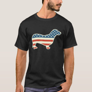 Camiseta Dachshund Weiner American Flag Dog 4 De Julho