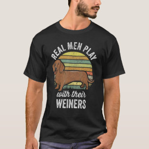 Camiseta Dachshund Weiner Cão Real Homens Brincam Com Seu W