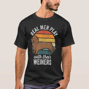 Camiseta Dachshund Weiner Cão Real Homens Brincam Com Seu W