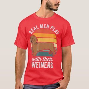 Camiseta Dachshund Weiner Cão Real Homens Brincam Com Sua E