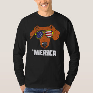 Camiseta Dachshund Wiener American Flag 4 De Julho Fou