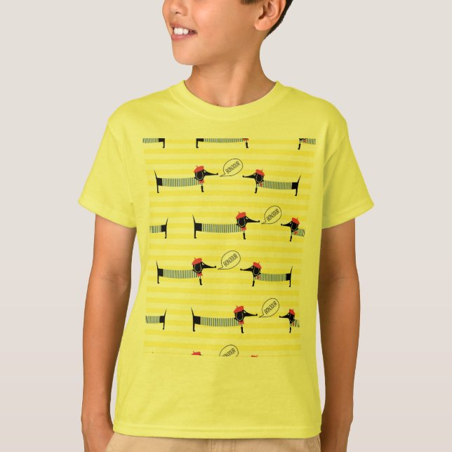 Camiseta Dachshund Wiener Dog Bonjour (Frente)