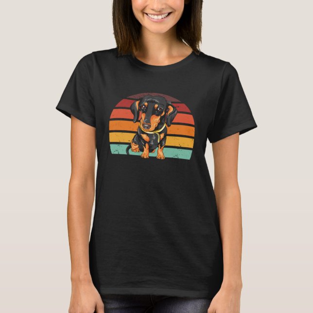Camiseta Dachshund Wiener Dog Retro Vintage (Frente)