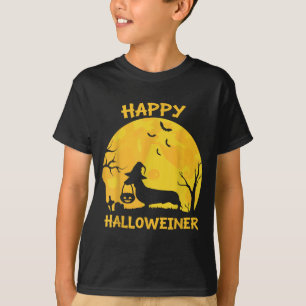 Camiseta Dachshund Wiener Feliz no Halloween Amante de Cach