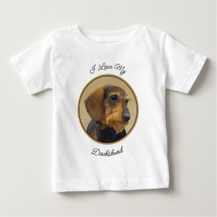 Camiseta Dachshund (Wirehaired) Pintura Original para Cacho