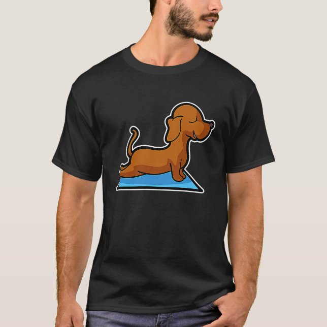 Camiseta Dachshund Yoga Poses Sport Gymnastics Ohmmm Heartb (Frente)