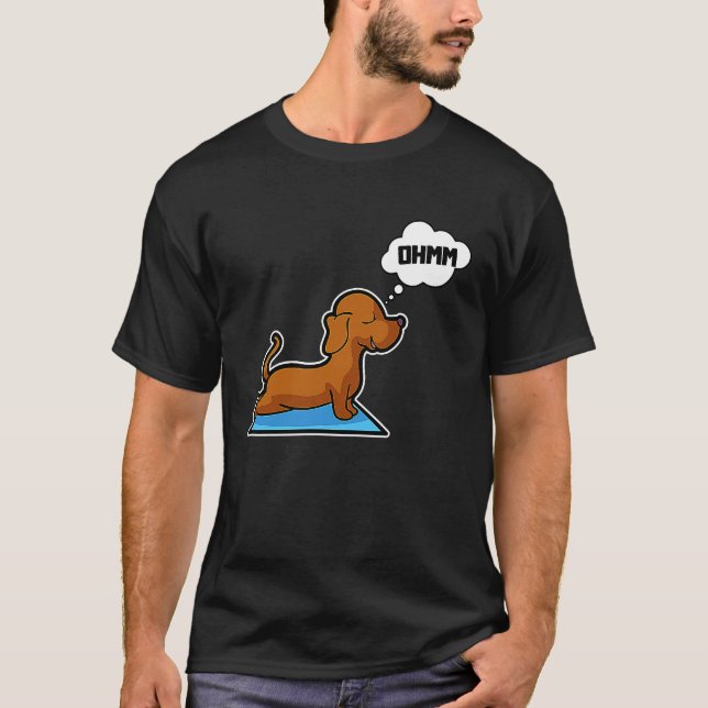 Camiseta Dachshund Yoga Poses Sport Gymnastics Ohmmm Heartb (Frente)