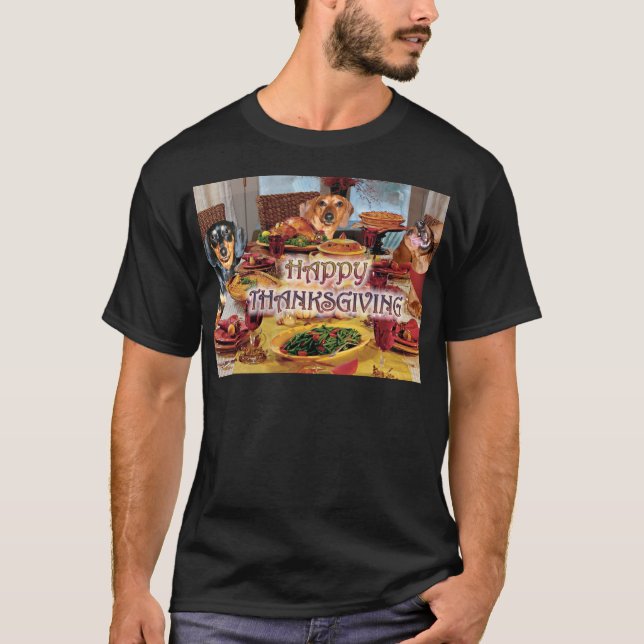 Camiseta Dachshunds da acção de graças (Frente)