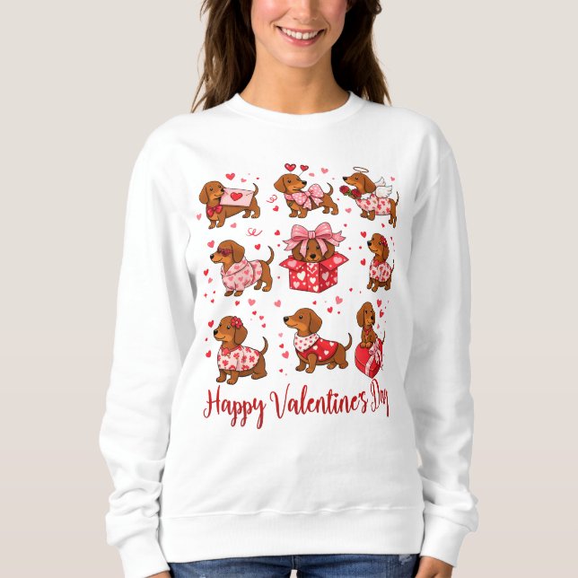 Camiseta Dachshunds do Dia dos Namorados (Frente)