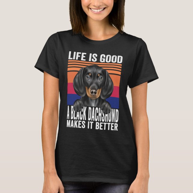 Camiseta Dachshunds Makes Your Life Good Vintage (Frente)
