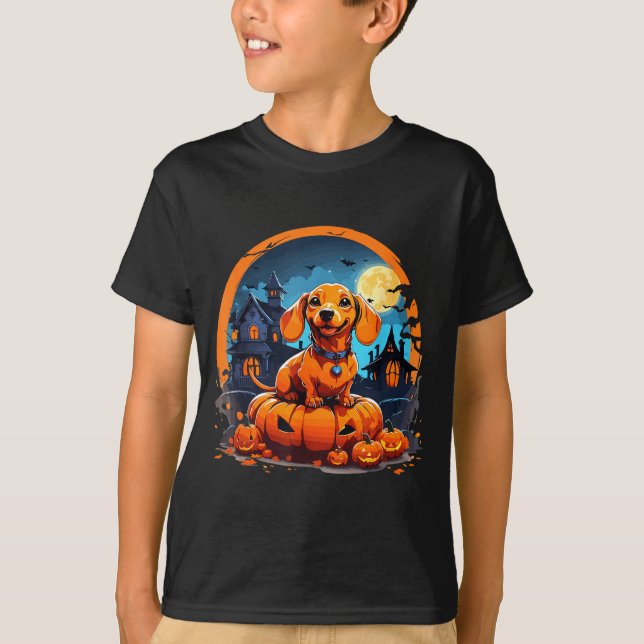 Camiseta dachsund de Halloween  (Frente)