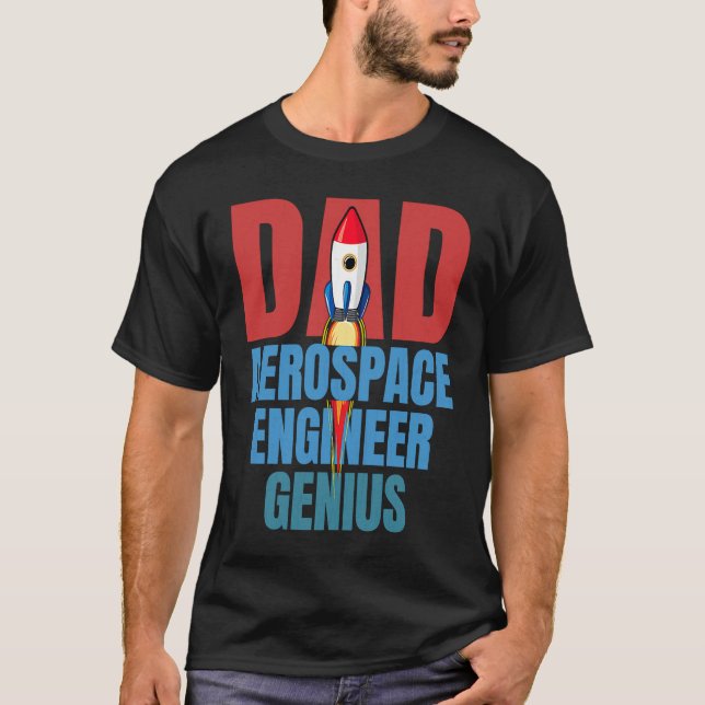 Camiseta Dad Aerospace Engineer Genius Fun Engineering  Gra (Frente)