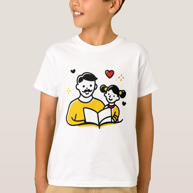 Camiseta Dad and Daughter Reading Heart Father's Day Tee (Frente)