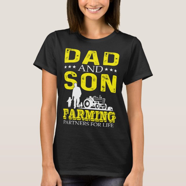Camiseta Dad And Son Farming Partners For Life  Cool Farmer (Frente)