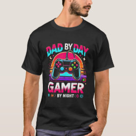 Camiseta Dad By Day Gamer By Night Vibrant Retro Controller