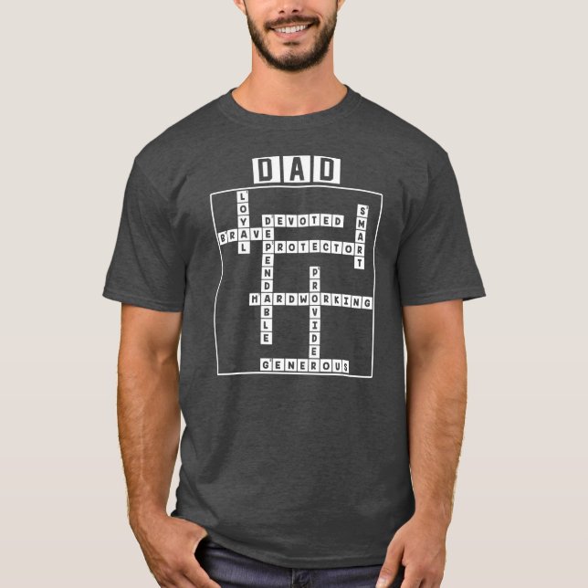 Camiseta Dad Crossword Puzzle Father's Day Love Word Games (Frente)