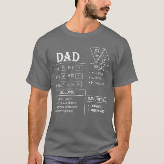 Camiseta Dad Dragão de Dados de RPG Habilidades Estatística