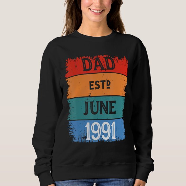 Camiseta Dad Est June 1991 Proud Papa Grandpa Best Daddy Le (Frente)
