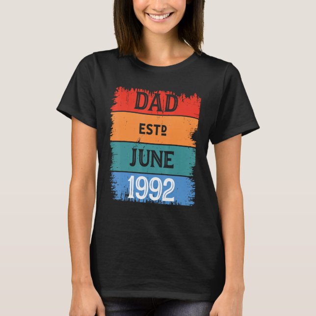 Camiseta Dad Est June 1992 Proud Papa Grandpa Best Daddy Le (Frente)