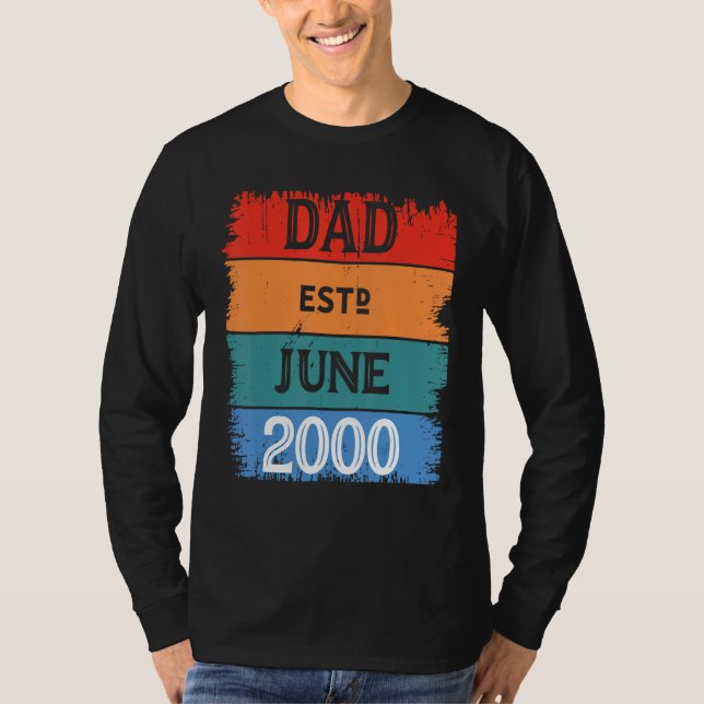 Camiseta Dad Est June 2000 Proud Papa Grandpa Best Daddy Le (Frente)