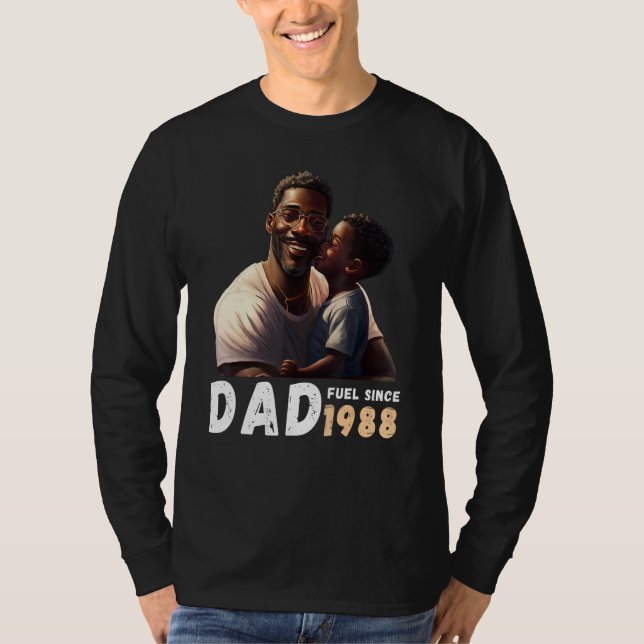 Camiseta Dad Fuel Since 1988 Quote Black King Magic Fathers (Frente)