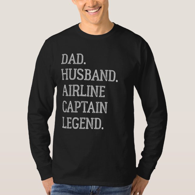 Camiseta Dad Husband Airline Captain Legend Airline Captain (Frente)