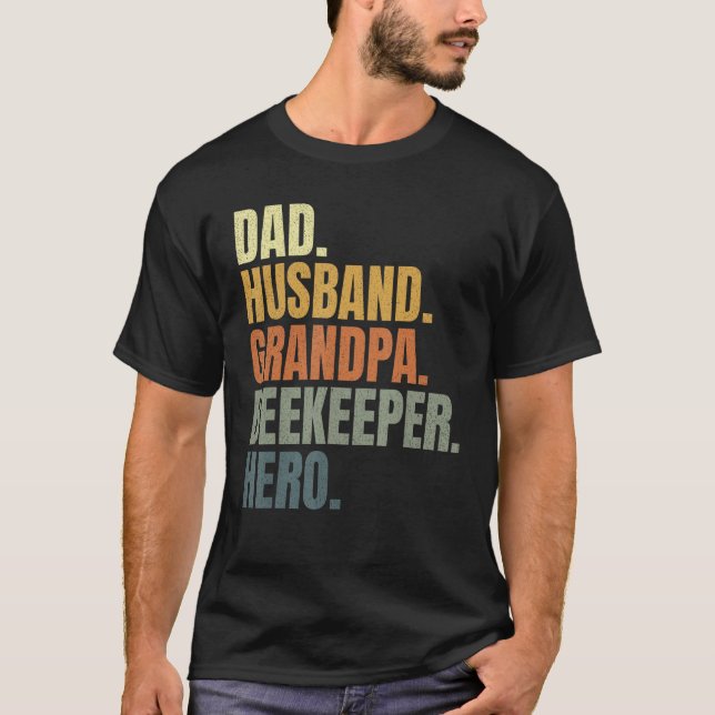 Camiseta Dad husband grandpa beekeeper hero, apiarist, beek (Frente)