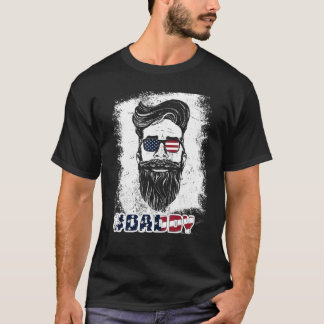 Camiseta Dad Life Daddy Beard Sunglasses USA Flag Fathers D