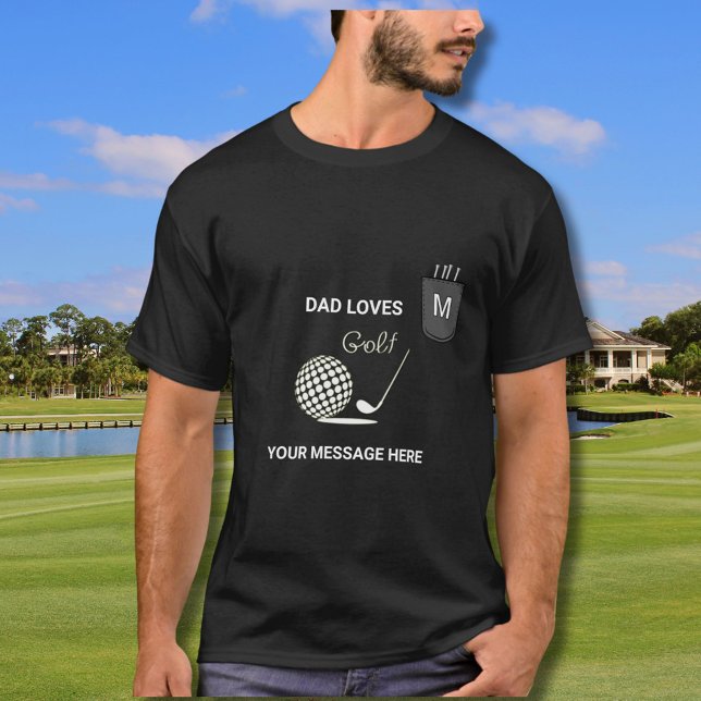 Camiseta Dad Loves Golf Tees Monogram Faux Pocket  (Criador carregado)